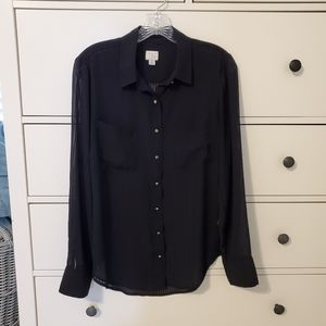 Target A New Day Sheer Black Button Up Top